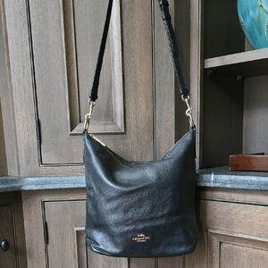 Coach F30517 Pebble Leather Abby Duffle  Black Leather Shoulder/Crossbody Bag